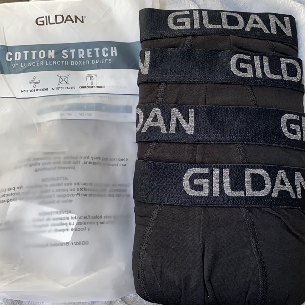 Gildan Cotton Stretch 9” Longer Length Boxer Briefs 4-Pack